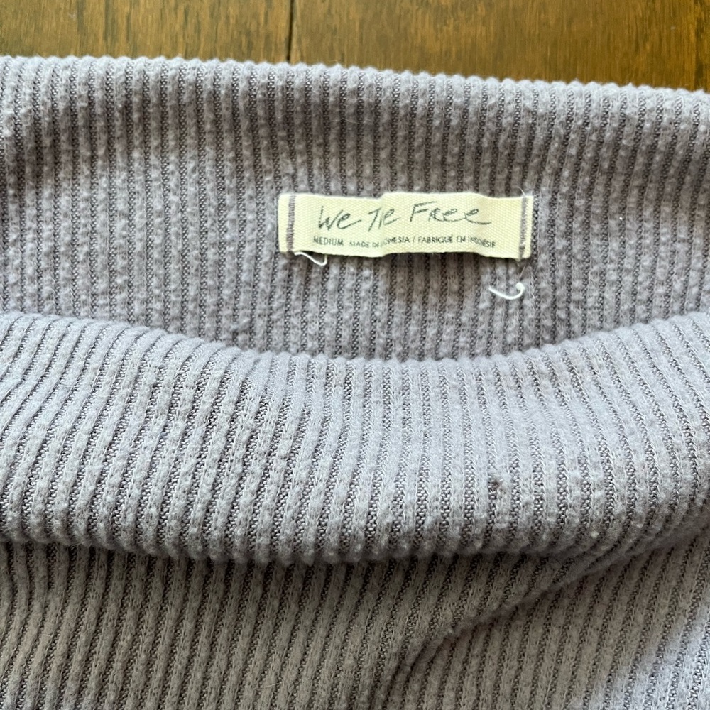 Free People Lilac Ribbed Off-Shoulder Top - Picture 2 of 4